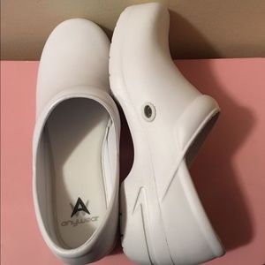 White leather nursing shoes